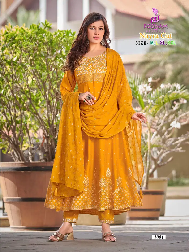 Nayra Cut Poonam Rayon Wedding Wear Wholesale Designer Salwar Suits